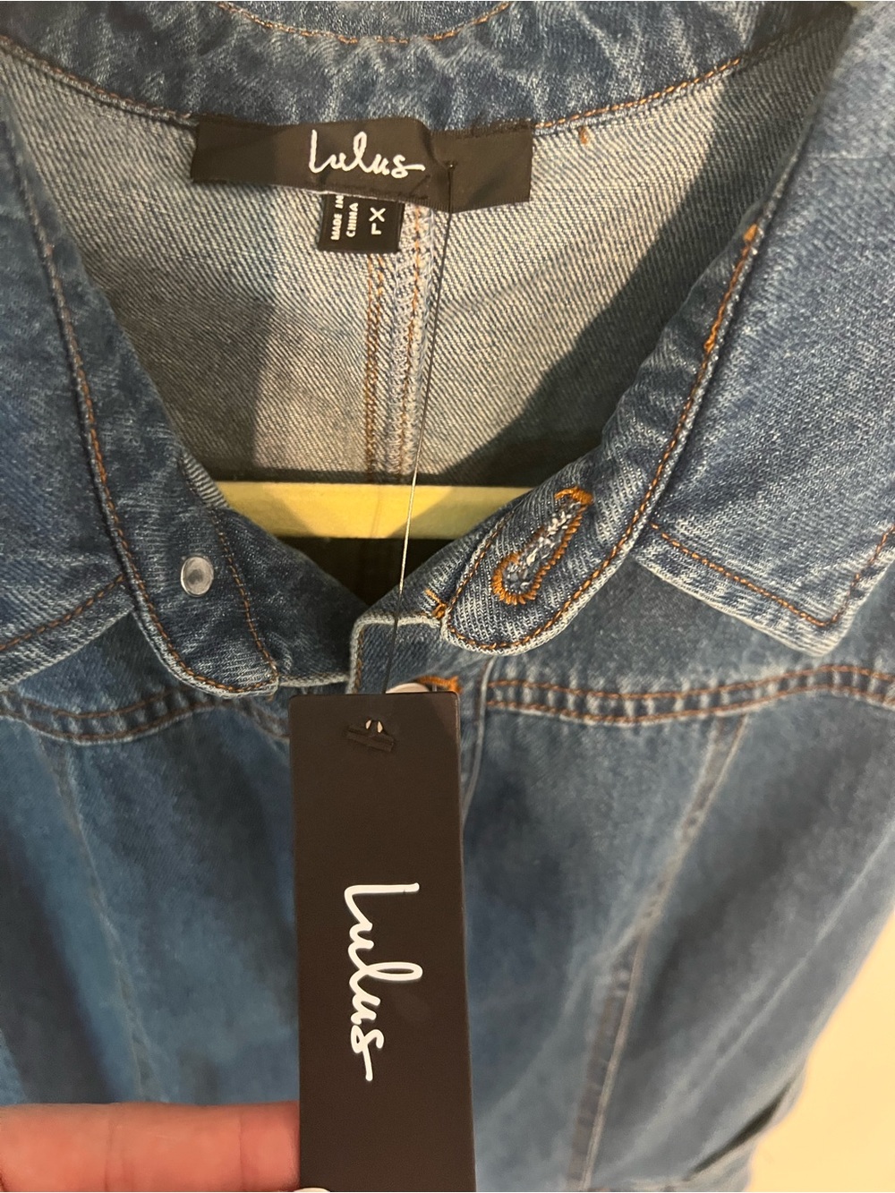 Lulu's Blue Denim Button-Front Romper - Picture 4 of 5